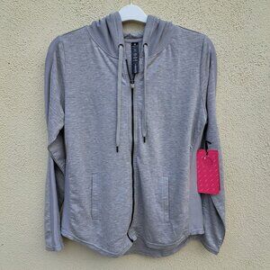 Yoga-lic-ious Womens Grey Hoodie Full Zip Sweatshirt Size Large MSRP $78